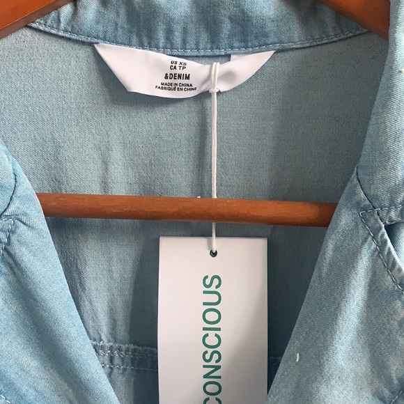 New H&M Belted Chambray Lyocell Shorts Romper Jumpsuit in size Extra Small - Picture 6 of 13